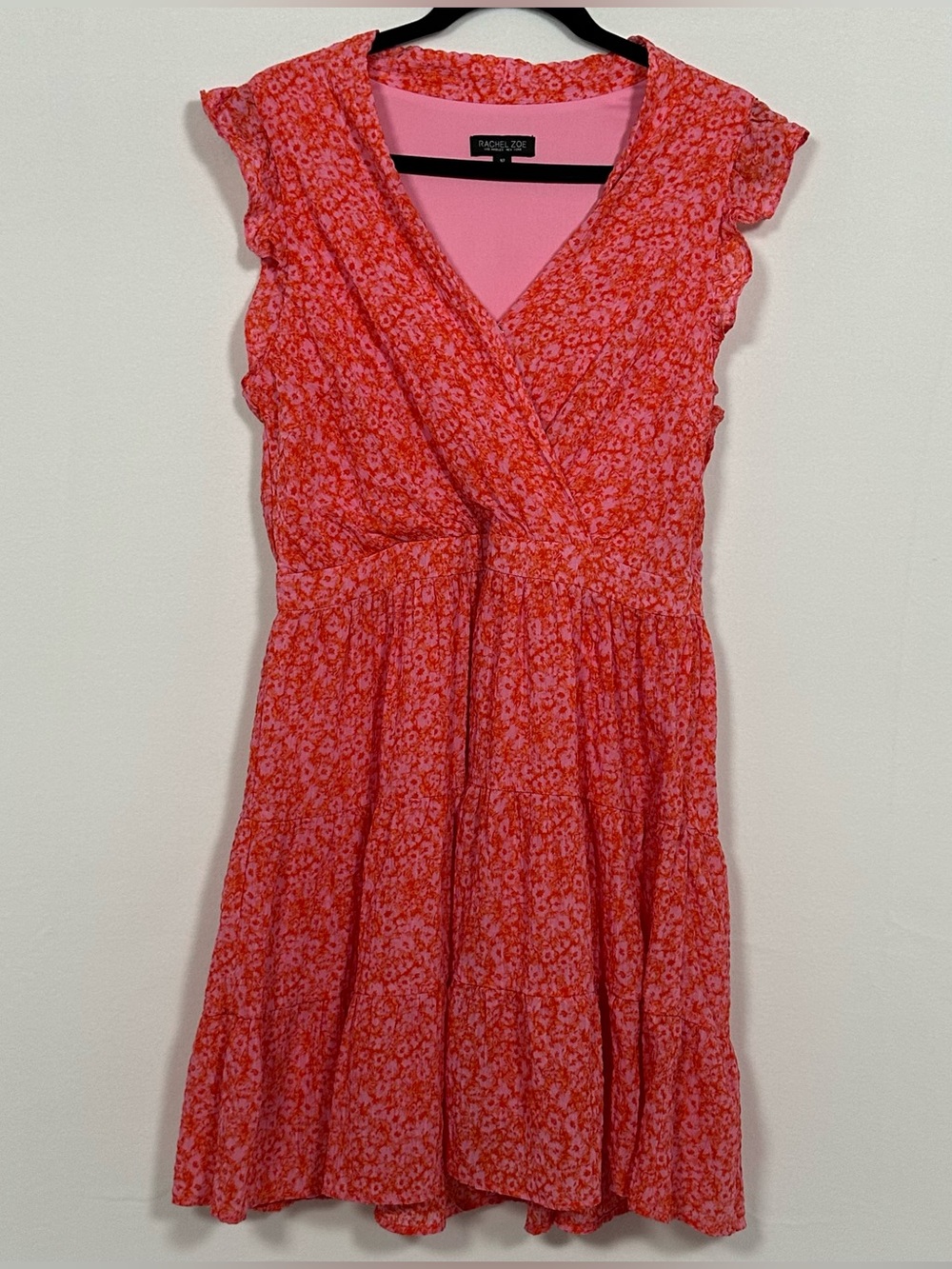 Rachel Zoe Pink Orange Floral Dress Wedding Guest Garden Party Size 12